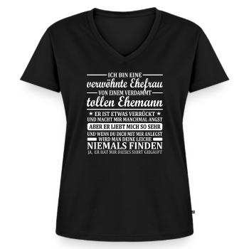Frau Ehepartnerin Geschenk Verwöhnte Ehefrau Dame - Frauen Premium Bio T-Shirt mit V-Ausschnitt - Schwarz - Vorne - AI Model Female 172 light (172cm)