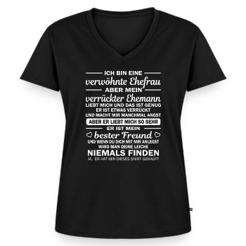 Frau Ehepartnerin Geschenk Verwöhnte Ehefrau Dame - Frauen Premium Bio T-Shirt mit V-Ausschnitt - Schwarz - Vorne - AI Model Female 172 light (172cm)