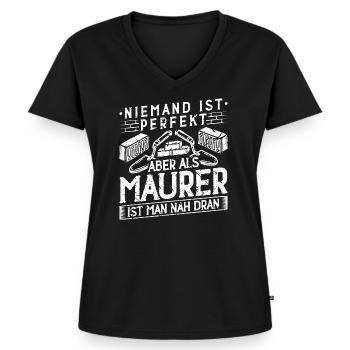 Niemand Ist Perfekt Aber Als Maurer Geschenke - Frauen Premium Bio T-Shirt mit V-Ausschnitt - Schwarz - Vorne - AI Model Female 172 light (172cm)