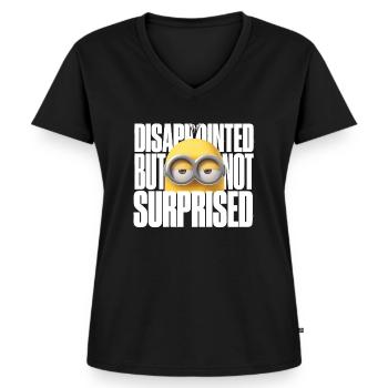 Minions Kevin Enttäuscht Aber Nicht Überrascht - Frauen Premium Bio T-Shirt mit V-Ausschnitt - Schwarz - Vorne - AI Model Female 172 light (172cm)