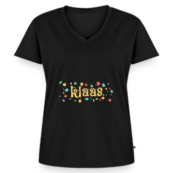 Taches de couleur klaas - T-shirt encolure en V Premium bio Femme - noir - Devant - AI Model Female 172 light (172cm)