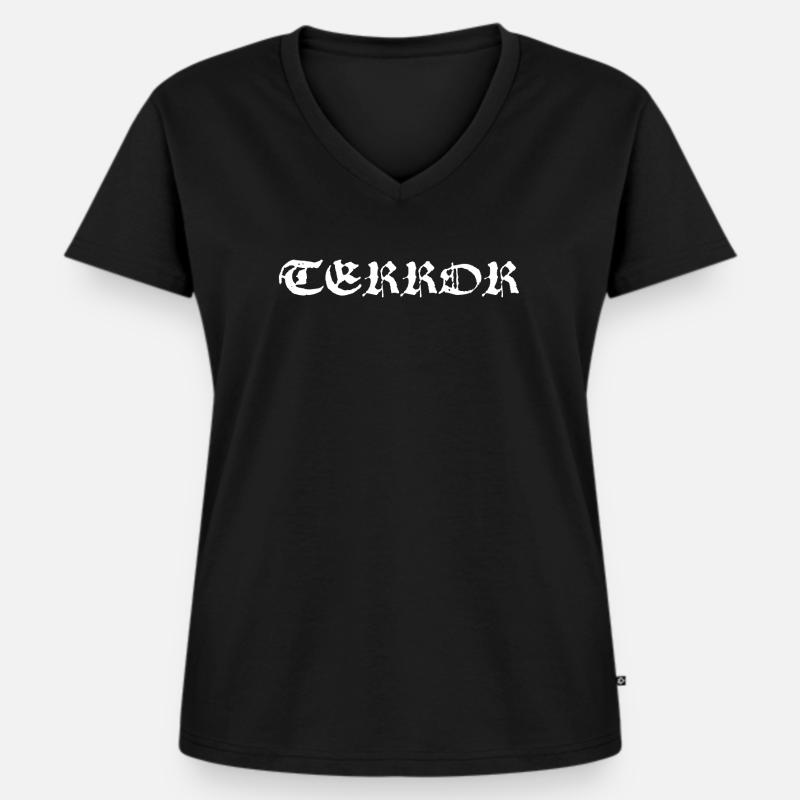 terror - Frauen Premium Bio T-Shirt mit V-Ausschnitt - Schwarz