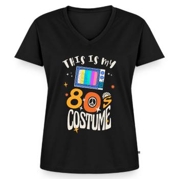 Das ist mein 80er Jahre Kostüm - Frauen Premium Bio T-Shirt mit V-Ausschnitt - Schwarz - Vorne - AI Model Female 172 light (172cm)