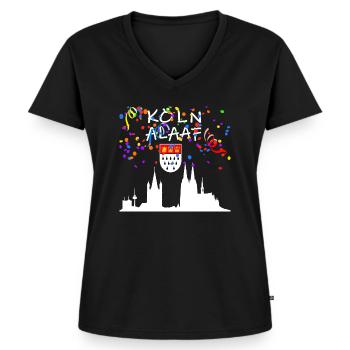 Köln Alaaf Stadtbild,Karneval Fastnacht shirt fun - Frauen Premium Bio T-Shirt mit V-Ausschnitt - Schwarz - Vorne - AI Model Female 172 light (172cm)