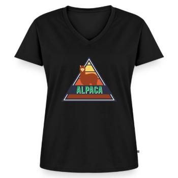 Alpaka Alpaca - Frauen Premium Bio T-Shirt mit V-Ausschnitt - Schwarz - Vorne - AI Model Female 172 light (172cm)