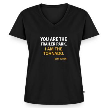 Yellowstone Dutton Ranch - Frauen Premium Bio T-Shirt mit V-Ausschnitt - Schwarz - Vorne - AI Model Female 172 light (172cm)