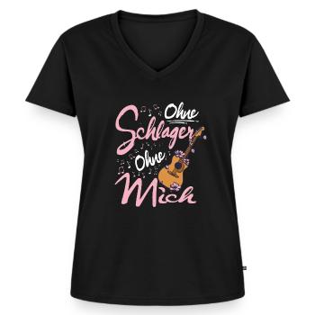 Ohne Schlager Ohne mich Schlagermusik - Frauen Premium Bio T-Shirt mit V-Ausschnitt - Schwarz - Vorne - AI Model Female 172 light (172cm)