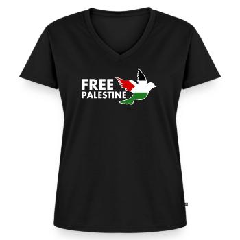 Free palestine - Frauen Premium Bio T-Shirt mit V-Ausschnitt - Schwarz - Vorne - AI Model Female 172 light (172cm)