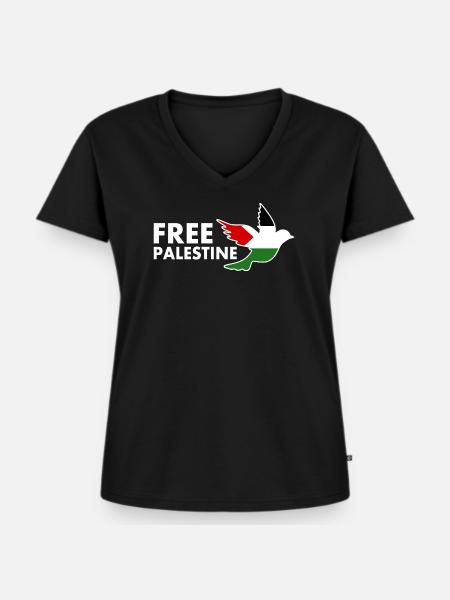 Free palestine - Frauen Premium Bio T-Shirt mit V-Ausschnitt - Schwarz