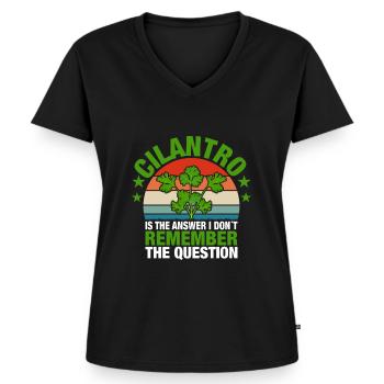 Coriander cilantro I hate fresh - Women's Premium Organic V-neck T-shirt - black - Front - AI Model Female 172 light (172cm)
