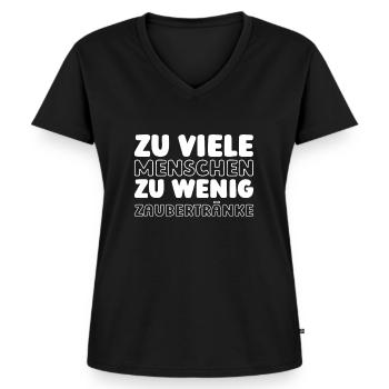 Schwarzer Humor - Frauen Premium Bio T-Shirt mit V-Ausschnitt - Schwarz - Vorne - AI Model Female 172 light (172cm)