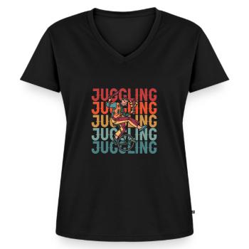 Jonglieren Jongleur - Frauen Premium Bio T-Shirt mit V-Ausschnitt - Schwarz - Vorne - AI Model Female 172 light (172cm)