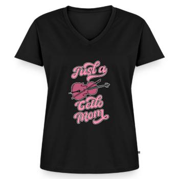 Cello Cellist Just A Cello Mom - Frauen Premium Bio T-Shirt mit V-Ausschnitt - Schwarz - Vorne - AI Model Female 172 light (172cm)