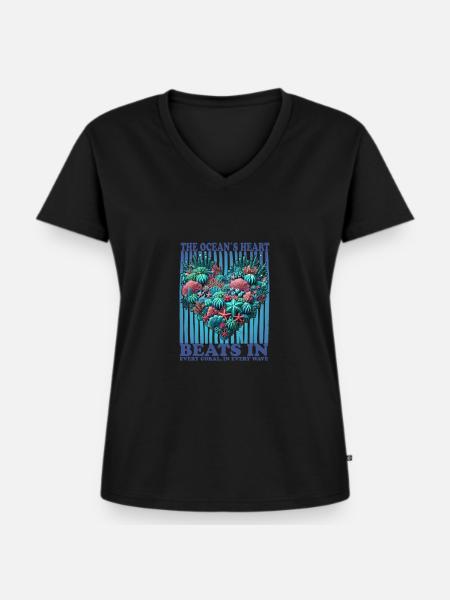 Herzförmige Korallen - Frauen Premium Bio T-Shirt mit V-Ausschnitt - Schwarz