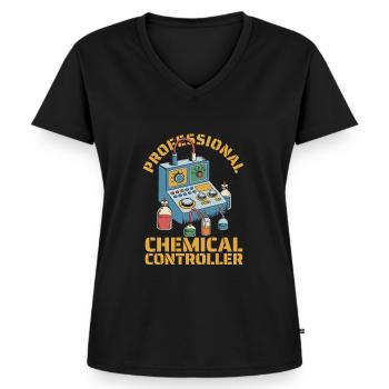 Chemical Operators - Women's Premium Organic V-neck T-shirt - black - Front - AI Model Female 172 light (172cm)