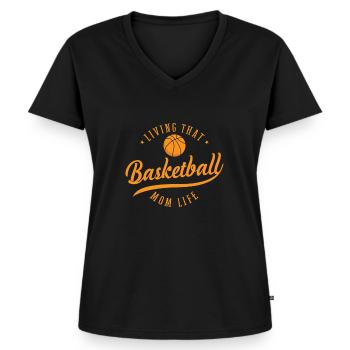Living that Basketball Mom Life Amerika USA - Frauen Premium Bio T-Shirt mit V-Ausschnitt - Schwarz - Vorne - AI Model Female 172 light (172cm)