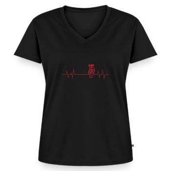 Heartbeat Line Microphone Pop Music Singers Stars - T-shirt encolure en V Premium bio Femme - noir - Devant - AI Model Female 172 light (172cm)