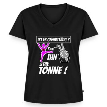 Gewalt gegen Frauen - Frauen Premium Bio T-Shirt mit V-Ausschnitt - Schwarz - Vorne - AI Model Female 172 light (172cm)