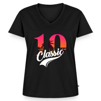 10-jähriges Jubiläum - 10 Jahre - Frauen Premium Bio T-Shirt mit V-Ausschnitt - Schwarz - Vorne - AI Model Female 172 light (172cm)