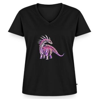 Dinosaurier - Frauen Premium Bio T-Shirt mit V-Ausschnitt - Schwarz - Vorne - AI Model Female 172 light (172cm)
