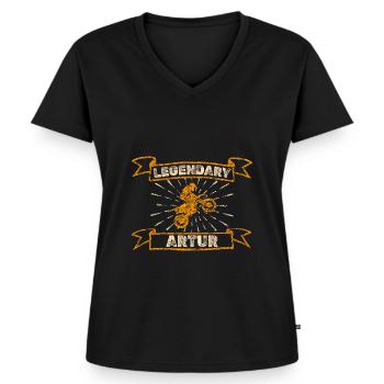 Geschenk für Artur - Frauen Premium Bio T-Shirt mit V-Ausschnitt - Schwarz - Vorne - AI Model Female 172 light (172cm)