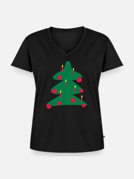 Christbaum - Frauen Premium Bio T-Shirt mit V-Ausschnitt - Schwarz