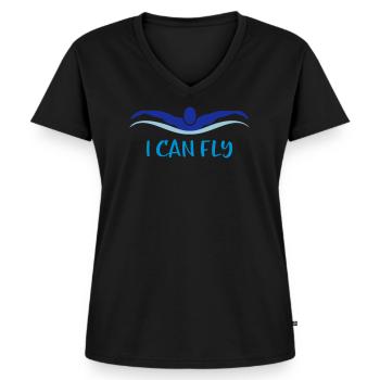 schwimmen - Frauen Premium Bio T-Shirt mit V-Ausschnitt - Schwarz - Vorne - AI Model Female 172 light (172cm)