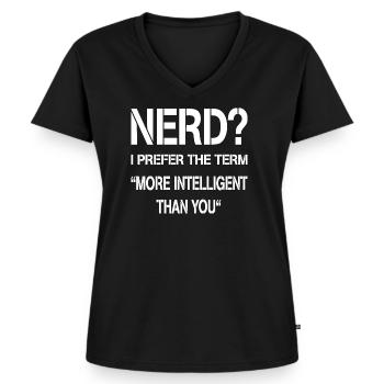 Nerd - Premium økologisk T-shirt til kvinder - sort - Foran - AI Model Female 172 light (172cm)