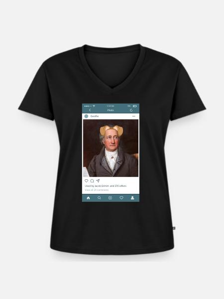 Cool Story "Geothe" - Frauen Premium Bio T-Shirt mit V-Ausschnitt - Schwarz