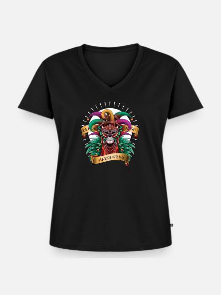 Mardi Gras - Frauen Premium Bio T-Shirt mit V-Ausschnitt - Schwarz