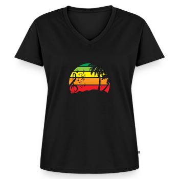 Colorful Music Circle Retro Silhouette - Women's Premium Organic V-neck T-shirt - black - Front - AI Model Female 172 light (172cm)