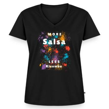 T-shirt de danse salsa - cadeau pour la danseuse salsa - T-shirt encolure en V Premium bio Femme - noir - Devant - AI Model Female 172 light (172cm)