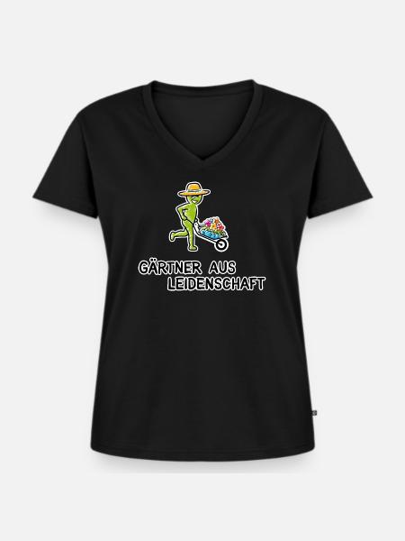 Gärtner aus Leidenschaft - Frauen Premium Bio T-Shirt mit V-Ausschnitt - Schwarz