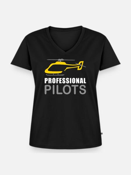 Hubschrauberlogo: Profipiloten - Frauen Premium Bio T-Shirt mit V-Ausschnitt - Schwarz