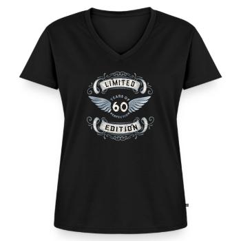60. Geburtstag Geschenk - 60 Jahre alt - Frauen Premium Bio T-Shirt mit V-Ausschnitt - Schwarz - Vorne - AI Model Female 172 light (172cm)