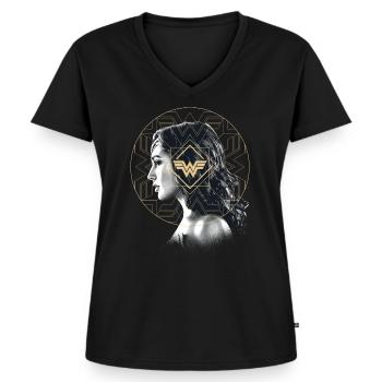 Wonder Woman 1984 Portrait De Profil - T-shirt encolure en V Premium bio Femme - noir - Devant - AI Model Female 172 light (172cm)