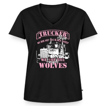 Fier chauffeur de camion Trucker Babe Brummi truck - T-shirt encolure en V Premium bio Femme - noir - Devant - AI Model Female 172 light (172cm)