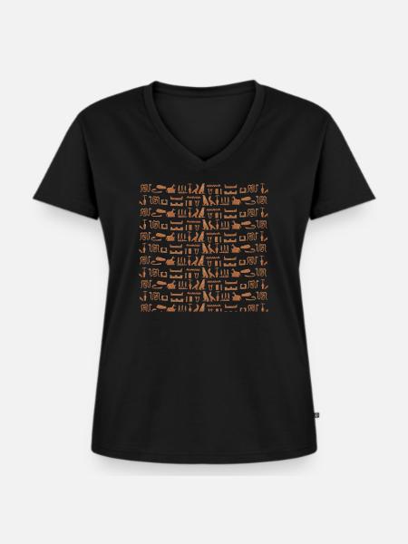 altes ägypten, Hieroglyphenmuster, geschenkidee - Frauen Premium Bio T-Shirt mit V-Ausschnitt - Schwarz