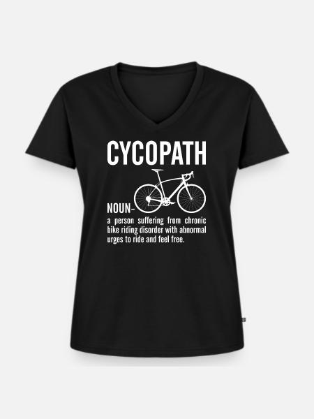 Cyclopath Bicycle Bold Quote Tee - Frauen Premium Bio T-Shirt mit V-Ausschnitt - Schwarz