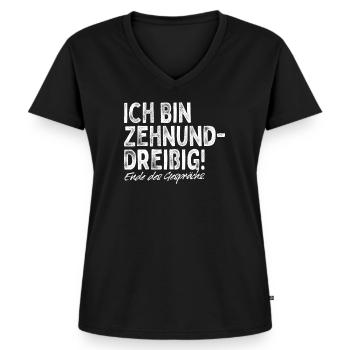 Zehnunddreißig Vierzig Geschenk Für 40. Geburtstag - Frauen Premium Bio T-Shirt mit V-Ausschnitt - Schwarz - Vorne - AI Model Female 172 light (172cm)