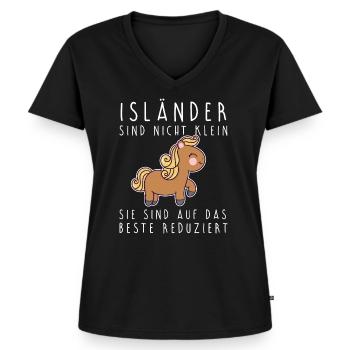 Island Pferde Isländer Pony Reiten Reiterhof Stall - Frauen Premium Bio T-Shirt mit V-Ausschnitt - Schwarz - Vorne - AI Model Female 172 light (172cm)