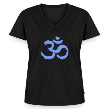 Om Yoga Shirt zur Meditation - Frauen Premium Bio T-Shirt mit V-Ausschnitt - Schwarz - Vorne - AI Model Female 172 light (172cm)