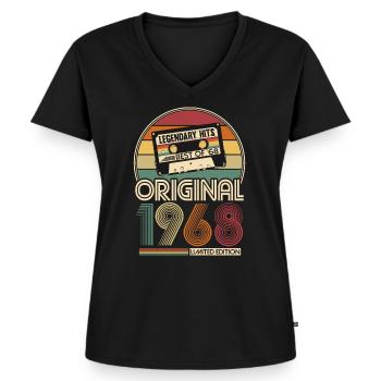 Jahrgang 1968 geboren Original Geburtstag Geschenk - Frauen Premium Bio T-Shirt mit V-Ausschnitt - Schwarz - Vorne - AI Model Female 172 light (172cm)