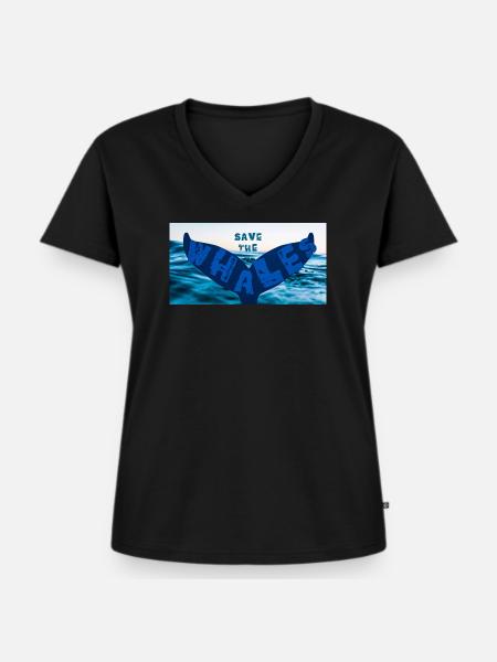 Save the whales - Frauen Premium Bio T-Shirt mit V-Ausschnitt - Schwarz