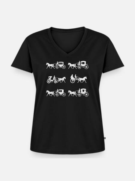 Kutsche mit Kutscher - Frauen Premium Bio T-Shirt mit V-Ausschnitt - Schwarz