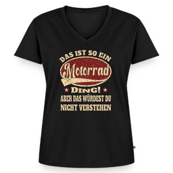 Motorrad das ist so ein Motorrad - Frauen Premium Bio T-Shirt mit V-Ausschnitt - Schwarz - Vorne - AI Model Female 172 light (172cm)