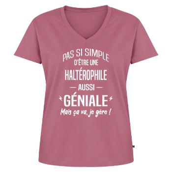 Haltérophile - T-shirt encolure en V Premium bio Femme - mauve - Devant - AI Model Female 172 dark (172cm)