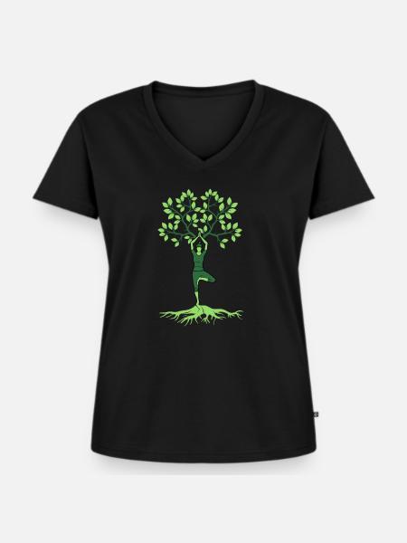 Yoga Yogi - Frauen Premium Bio T-Shirt mit V-Ausschnitt - Schwarz