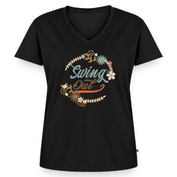 Danse swing Lindy Hop Swing Out - T-shirt encolure en V Premium bio Femme - noir - Devant - AI Model Female 172 light (172cm)