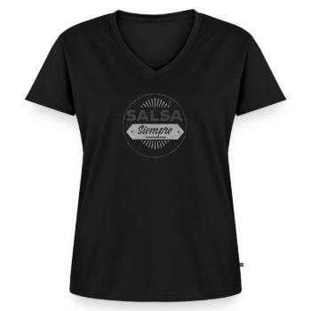 Salsa Musik Salsa Tanz Salsa siempre - Frauen Premium Bio T-Shirt mit V-Ausschnitt - Schwarz - Vorne - AI Model Female 172 light (172cm)